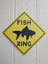 Fish Crossing Metal Wall Sign [Made in USA]